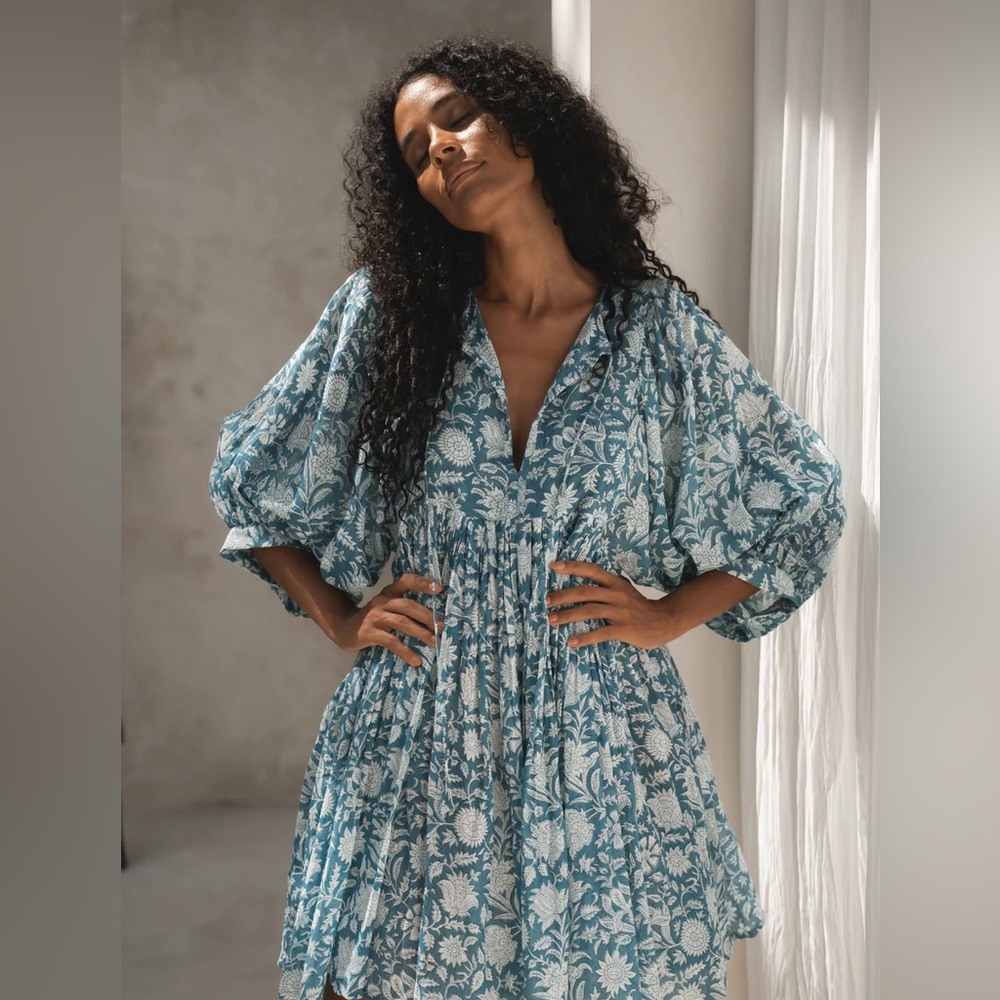 Daughters of India Kyra Mini Dress in Ocean Blue